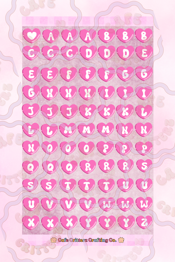Pink Heart Lettering Sticker Sheet